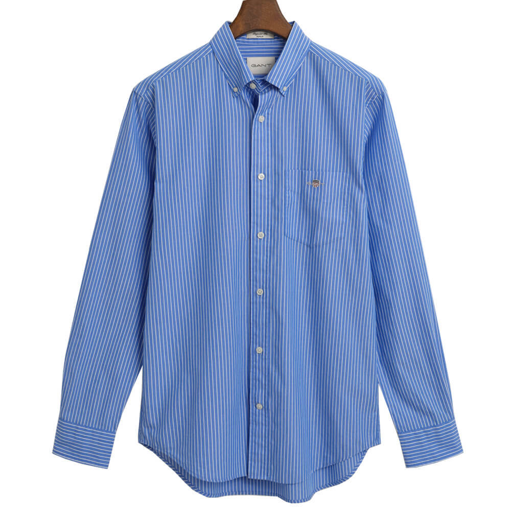 GANT Regular Fit Classic Striped Greece Blue Poplin Shirt